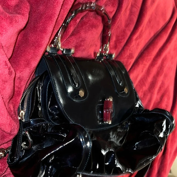 ❤️🥂Host Pick🎉❤️ Gucci Dialux coated  Canvas Pop Bamboo Top handle Satchel bag - Picture 11 of 16